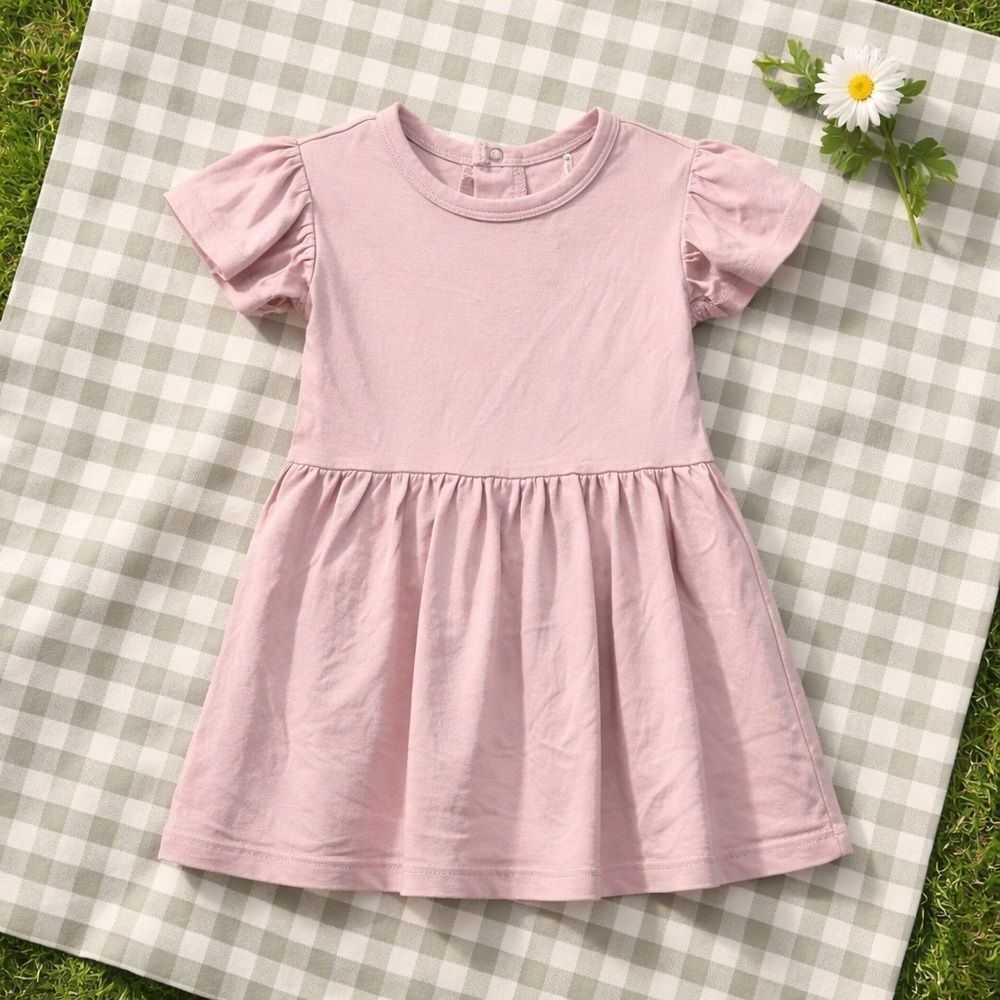 NWT Bubble Baby Girls Bamboo Short Sleeve Pale Lavender Twirl Dress- Size 18-24M